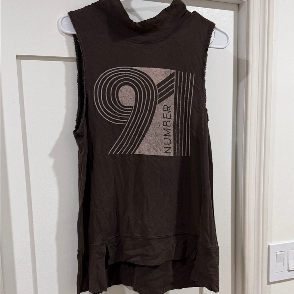 We The Free Dark Brown Graphic Muscle Tee